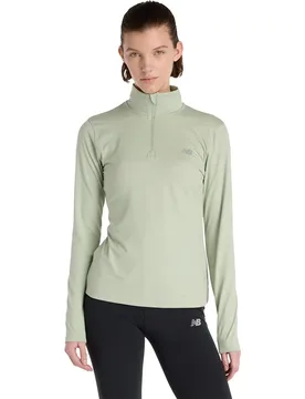T-shirt à Manches Longues Avec Demi-zip Sport Essentials Space Dye Green S - New Balance - FashionsVida