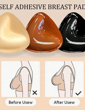 Par de almohadillas de sujetador autoadhesivas y transpirables de doble cara, con diseño de triángulo acolchado para dar volumen, reutilizables, ins