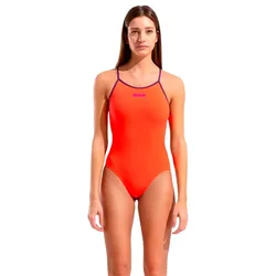 Tie Back Solid Swimsuit Bright Coral 38 Women