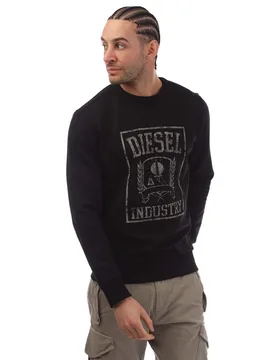 Mens S-Gir 11-6 Sweatshirt In Black Cotton - Size 2xl - Diesel - FashionsVida
