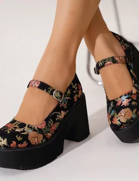 Mocasines cómodos y antideslizantes con plataforma y suela gruesa para mujer, usables en todas las estaciones, tipo Mary Janes - Shein - FashionsVida
