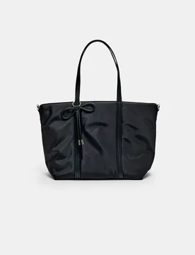 Shopper-Tasche mit Schleifenmuster Schwarz OS - Stradivarius - FashionsVida