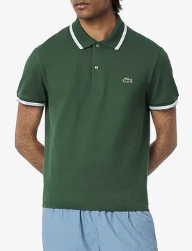 Polo verde mezza manica regular fit L.12.12 con bordino bianco - Lacoste - FashionsVida