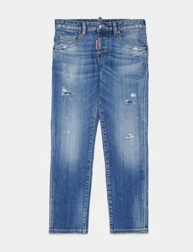 Jeans regular fit lavaggio medio stone washed con baffature - Dsquared2 - FashionsVida