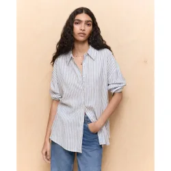 Camisa de manga larga lisa de mujer