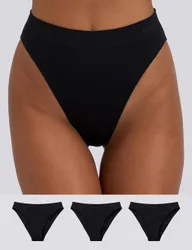 Pack Seamless High Leg Brazilian Knickers Black female