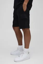 Herren Entspannt Geschnittene Interlock-Cargo-Shorts Black Größe Large