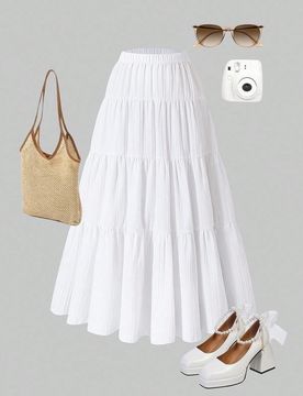 Opción elegante para bebé: Falda de tela arrugada tejida blanca para niñas, textura única, detalles delicados, fluidez plisada, que muestra un est