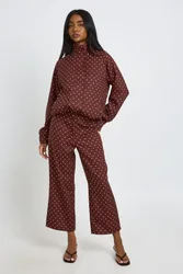 Womens Polka Dot Trouser - Chocolate - Size 12 Uk