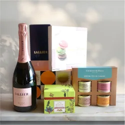 Cesta con champagne Lallier y patés Comtesse du Barry