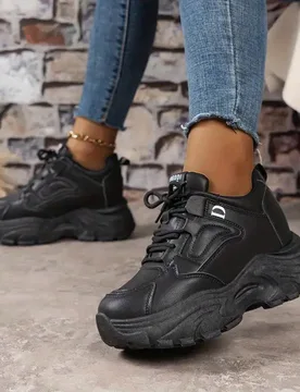 Zapatillas deportivas informales de mujer con cuña oculta, nueva moda primavera y otoño 2025, de plataforma baja y versátiles - Shein - FashionsVida