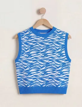 Women’s Ribbed Vest Top in Blue Size: 10 - Blue - Size: 10 - Enorsia - FashionsVida