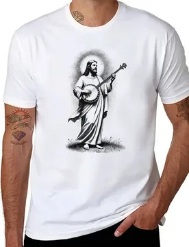 Jesus Playing Banjo Christian Vintage Banjoist Banjo Player T-Shirt t shirts for man cotton funny g man t shirts for men T-Shirt - Aliexpress - FashionsVida