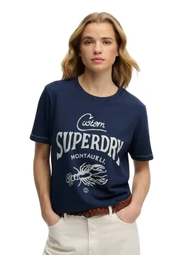 T-shirt à Manches Courtes Heritage Hamptons Richest Navy M - Superdry - FashionsVida