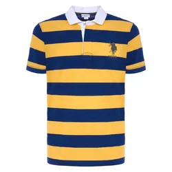 Polo à Manches Courtes Kado Navy / Yellow Stripes S