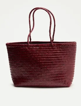 Bolso shopper de piel con trenzado manual - Tintoretto - FashionsVida