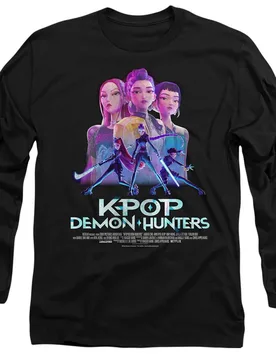 Unisex Adult Huntr/x Poster Long-Sleeved T-Shirt (Black) - Size Small - K-Pop Demon Hunters - FashionsVida