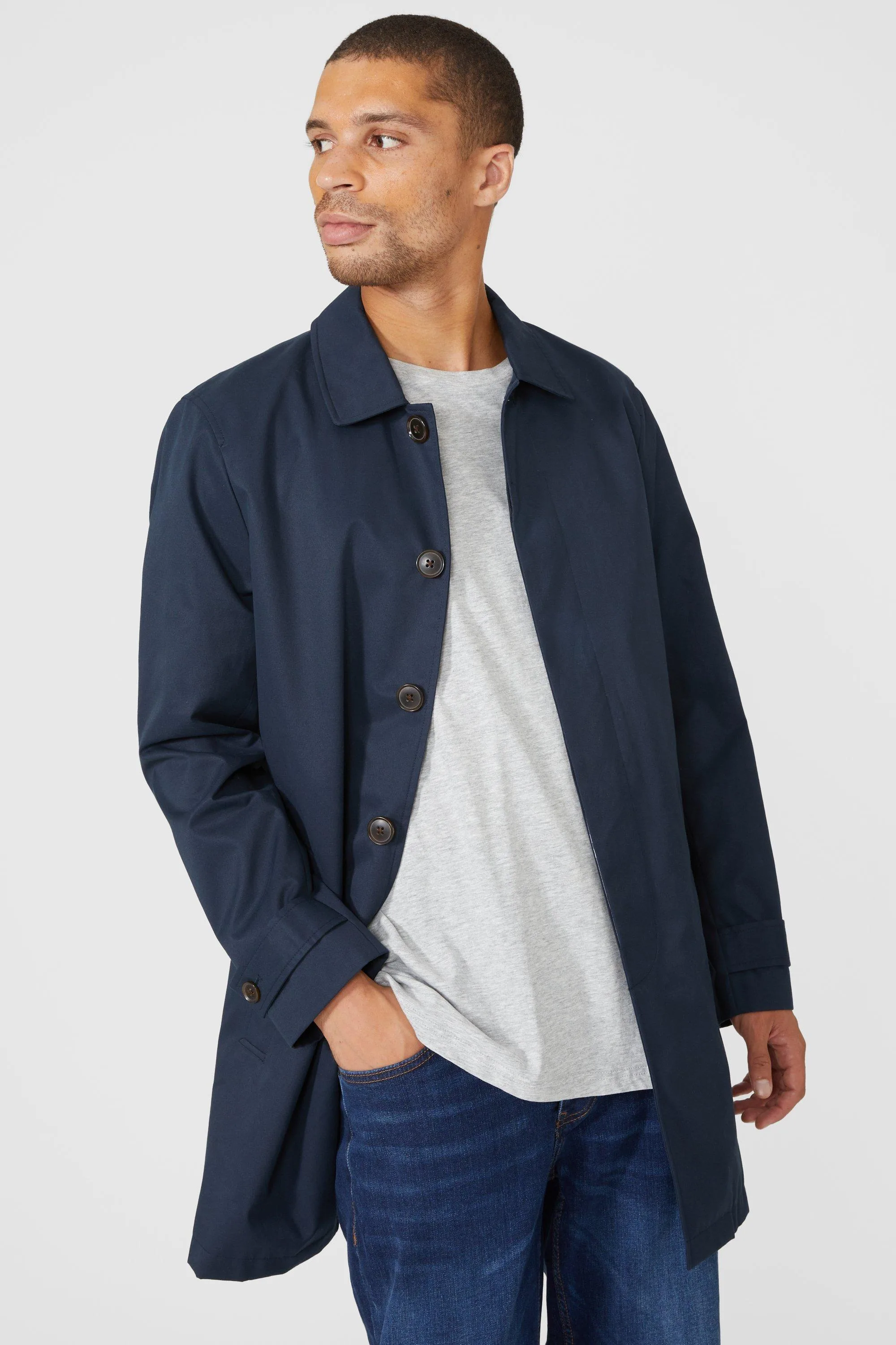 Mens Smart Cotton Mac - Navy - Size 2xl - Maine - FashionsVida