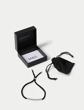 Silver & Cord Bracelet Black male - Autograph - FashionsVida