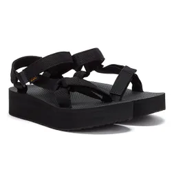 Womens Flatform Universal Sandals Black Textile - Size Uk 7