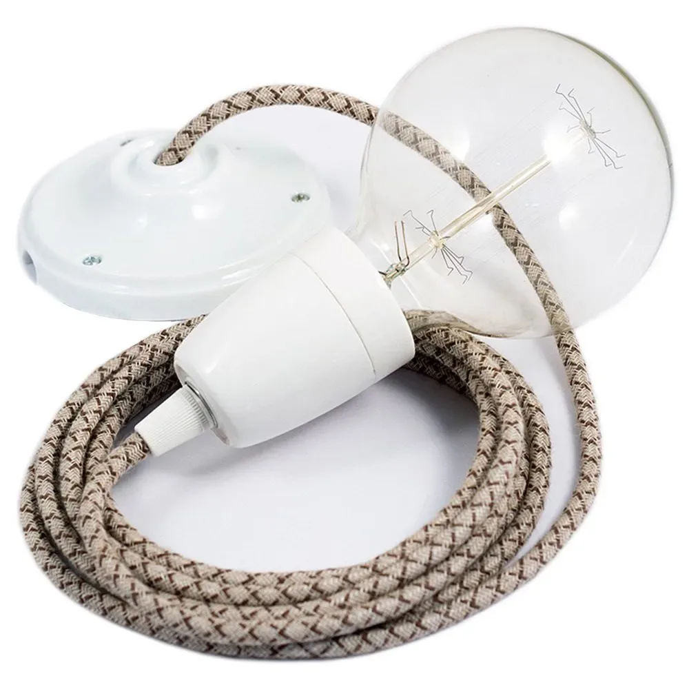 Cables Suspension Luminaire Rd63 Lozenge 1 M Tree Bark / White One Size - Creative - FashionsVida
