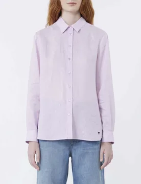 Camicia classica Weekend rosa in lino con logo ricamato - Max Mara - FashionsVida