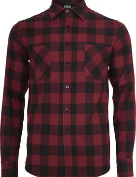Flanellhemd - Checked Flanell Shirt - S bis 5XL - für Männer - Größe M - schwarz/burgund - Männer - male - Urban classics - FashionsVida