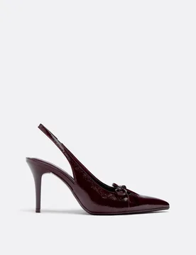 Absatzschuhe mit Schleife BURGUNDERROT 40 - Stradivarius - FashionsVida