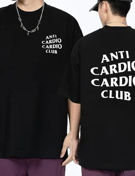 Fashion Street Hip Hop Anti Cardio Club Oversized t-shirt Double Sided Print Cotton short sleeve t-shirts Crew Neck Unisex Tops - Aliexpress - FashionsVida
