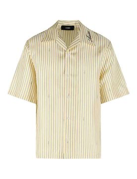 Camicia in seta gialla ' script bowling'