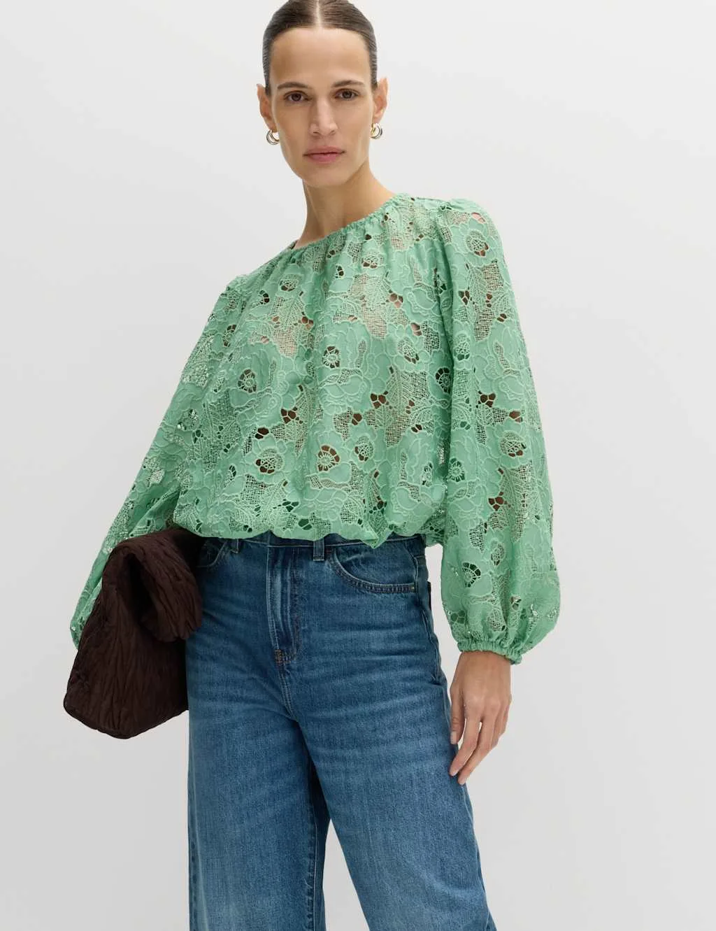 Lace Cutwork Detail Blouse Grass female - M&S - FashionsVida