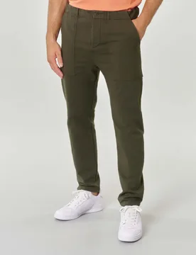 Pantalone verde militare fatigue in tessuto bielastico di cotone stretch - My Stuff - FashionsVida