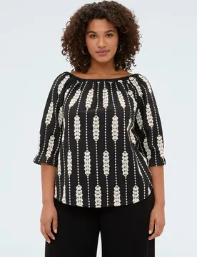 Blusa de mujer off shoulders con bordados para una sensación agradable en la piel - Fiorella Rubino - FashionsVida
