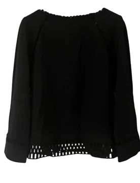 Chloe Navy 3/4 Sleeve Wool Top - Chloe - FashionsVida