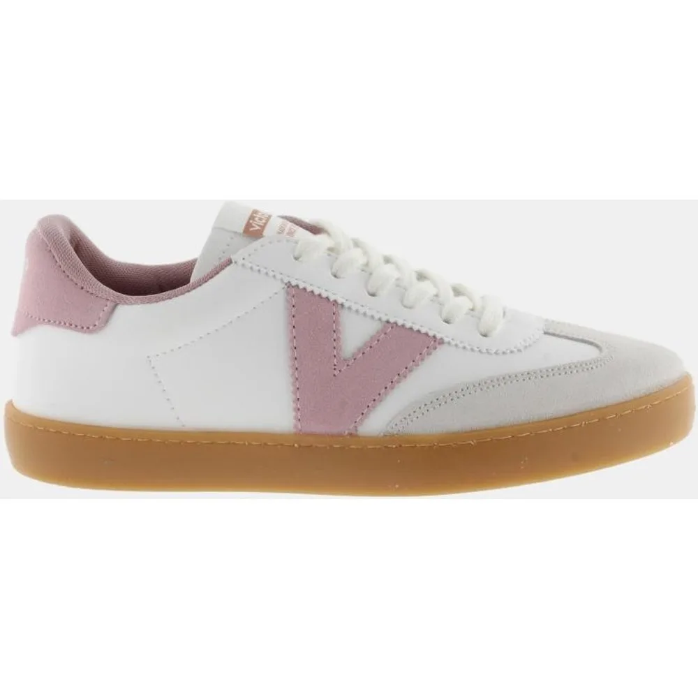Zapatillas deportivas de mujer con piezas de serraje e interior en contraste - Victoria - FashionsVida