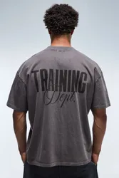 Mens Training Dept Oversized Washed Extended Neck T-Shirt - Brown - Size Small