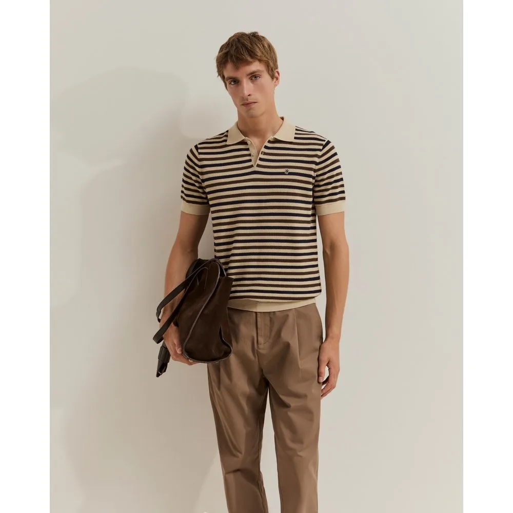 Polo de manga corta de hombre en algodón a rayas - Lion of Porches - FashionsVida