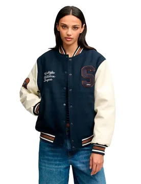 Blouson Bomber Patch Varsity Eclipse Navy L - Superdry - FashionsVida