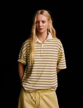 T-Shirt À Manches Courtes Col Polo M Jaune - Bershka - FashionsVida