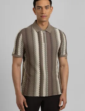 Goldie Mens Zig-Zag Seersucker Polo Shirt - Steel & Jelly - FashionsVida