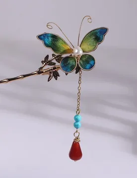 Handmade Niche Dreamy Butterfly Hairpin Hair Accessories Silk Fleece Flower Imitation Green Hairpin For Daily Wear Classical Hea - Aliexpress - FashionsVida