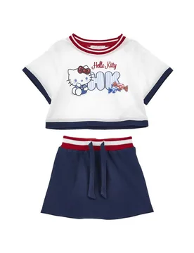 Top e minigonna X Hello Kitty in piquè di puro cotone - Monnalisa - FashionsVida