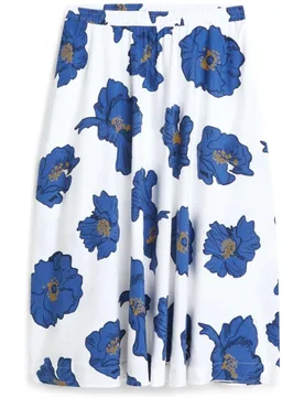 Falda midi con estampado floral en mezcla de lino y viscosa - Tommy Hilfiger - FashionsVida