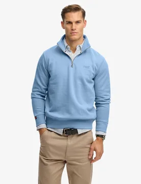 Superdry Men's Essential Logo Sweatshirt mit Halbreißverschluss Hellblau - Größe: L - 74.99 - FashionsVida