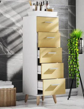 Schubladenschrank "Landos M" Honig-Eiche - VCM - FashionsVida