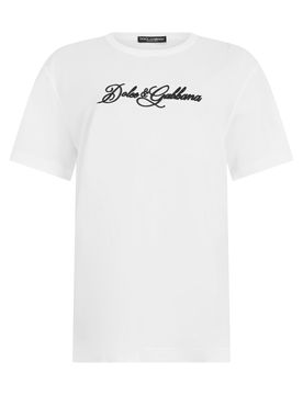 Men's Cotton Logo T-Shirt with Stylized Front Embroidery