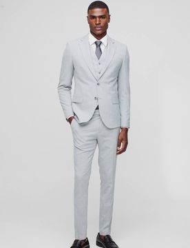 Herren Super Skinny Graues Einreihiges Sakko Grey Größe 38