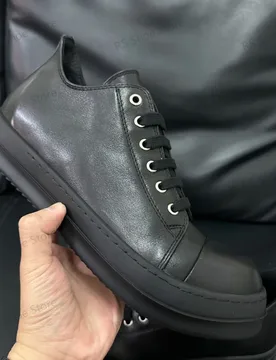 R-o Retro Classic Men Shoe Full Black Leather Low Top Shoes Women Casual Sneaker Lace Up Flat Sneakers - Aliexpress - FashionsVida