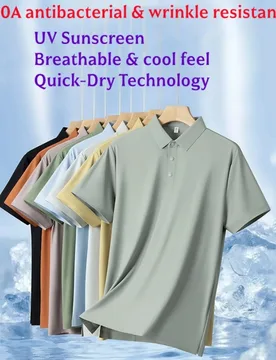 Man's Antibacterial Polo Shirts Wrinkle Resistant Short Sleeve Quick Dry Tops Quality UV Sunscreen Breathable Cool Feel T Shirts - Aliexpress - FashionsVida