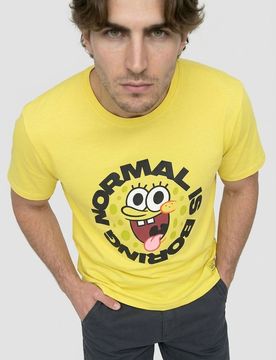 T-shirt in cotone con stampa SpongeBob - giallo chiaro